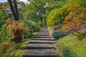 View of garden in Cadenabbia. Italy