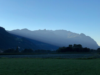 SCHAAN, LIECHTENSTEIN, SEPTEMBER 24, 2021 Morning mood in the alps