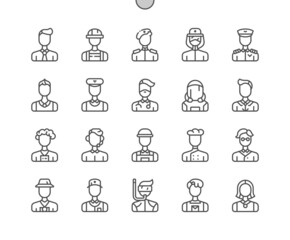 Careers Men. Male professional. Man job worker. Pixel Perfect Vector Thin Line Icons. Simple Minimal Pictogram