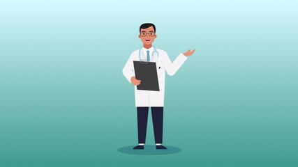 lip syncing Facial Animation for narration. male character doctor speaking. medical worker looped animated footage in 2d flat style. talking mouth, lips expressions, articulation 