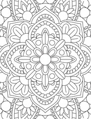 Square Mandala Coloring Book Pages for Adults. Adult Coloring Book. Pattern Black and White Pages. Mandala.
