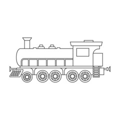 Locomotive with wagon vector outline icon. Vector illustration railway train. on white background. Isolated outline illustration icon of locomotive and wagon .