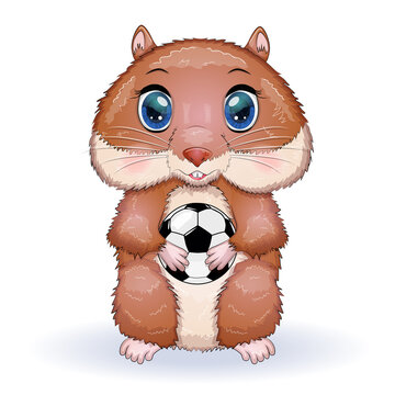 recommend clip art: Cute hamster with soccer ball game, hamster cartoon characters, funny animal character
