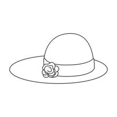 Summer hat vector outline icon. Vector illustration sun cap on white background. Isolated outline illustration icon of summer hat .
