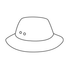 Summer hat vector outline icon. Vector illustration sun cap on white background. Isolated outline illustration icon of summer hat .