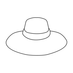 Summer hat vector outline icon. Vector illustration sun cap on white background. Isolated outline illustration icon of summer hat .