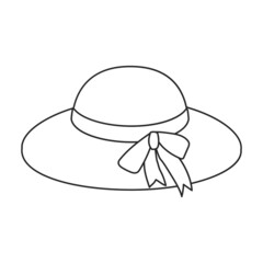 Summer hat vector outline icon. Vector illustration sun cap on white background. Isolated outline illustration icon of summer hat .
