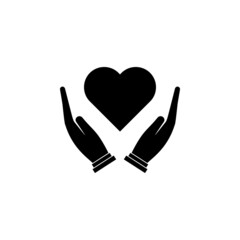Heart in hand icon charity set