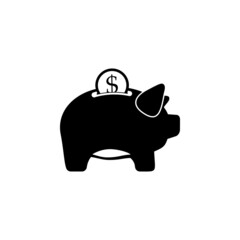 Pig piggy bank with a coin icon charity set