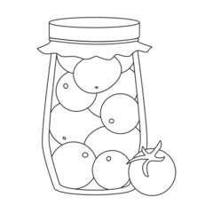 Pickled vegetables vector outline icon. Vector illustration can of tomato on white background. Isolated outline illustration icon of pickled vegetables.