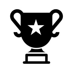 Achievement award cup prize icon (Black Vector illustration)