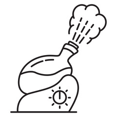 Air humidifier icon.Aroma oil diffuser.Outline vector illustration.Isolated on white background.