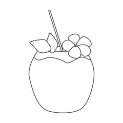 Cocktail of coconut vector icon.Outline vector icon isolated on white background cocktail of coconut.