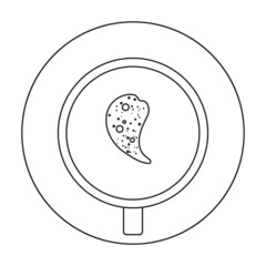 Top view of coffee vector outline icon. Vector illustration coffee cap on white background. Isolated outline illustration icon of top view of coffee .