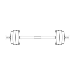 Barbell vector icon. Outline vector icon isolated on white background barbell.