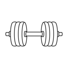 Dumbbell vector icon. Outline vector icon isolated on white background dumbbell.