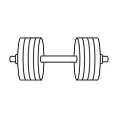 Dumbbell vector icon. Outline vector icon isolated on white background dumbbell.