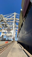 Fototapeta na wymiar Port, Container Terminal, Port facility. Cranes, Loading, Global transportation. 