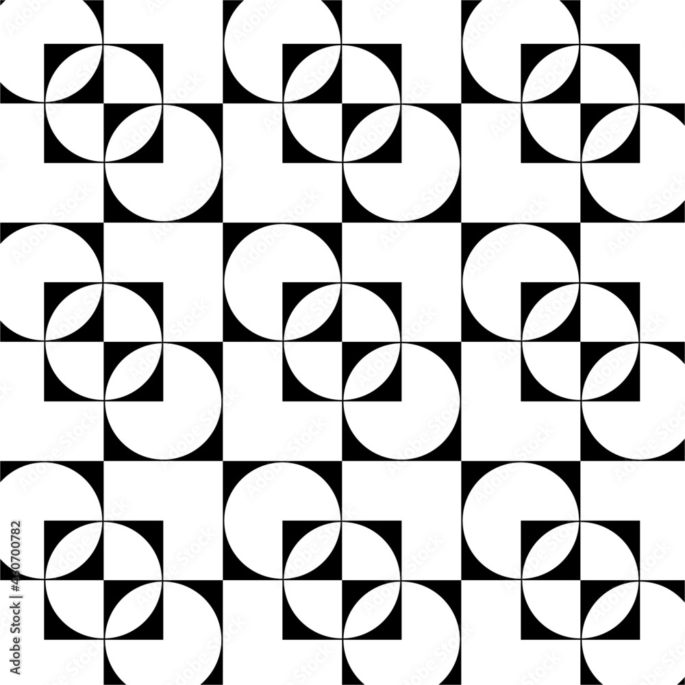 Leinwandbilder abstraction geometry black and white seamless pattern. monochrome color round and triangle abstract 