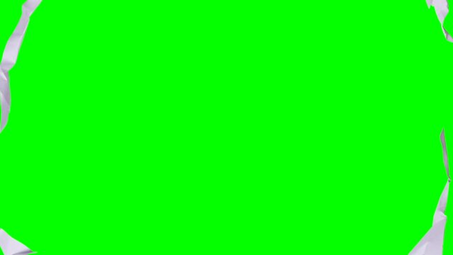 Stop motion white paper transform on green background, stop motion animation paper, green screen