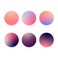 Set of colorful gradient circles. Gradient sphere buttons. Vector illustration.