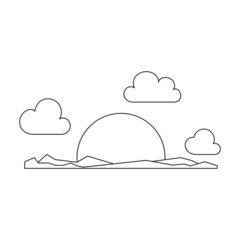 Sunset western vector icon.Outline vector icon isolated on white background sunset western.