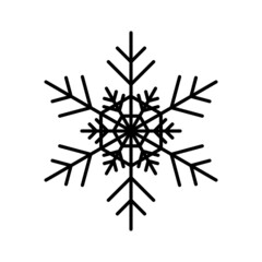 Simple snowflake of black lines. Festive decoration for New Year and Christmas