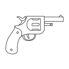 Pistol of revolver vector icon.Outline vector icon isolated on white background pistol of revolver.