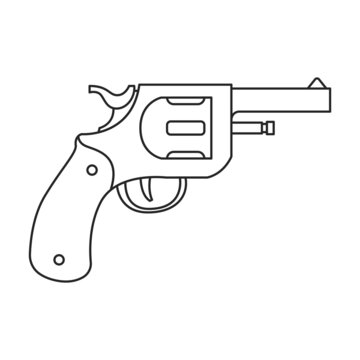 recommend clip art: Pistol of revolver vector icon.Outline vector icon isolated on white background pistol of revolver.