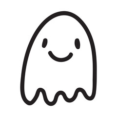 Cute doodle ghost character. Happy Halloween ghost cartoon vector illustration. Party card invitation print