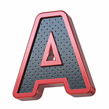 Red Shinny Metal And Black Leather Font Letter A 3D