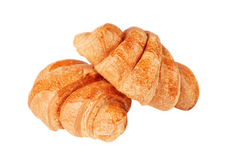 Two croissants isolated on a white background.