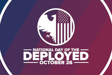 National Day of the Deployed. October 26. Holiday concept. Template for background, banner, card, poster with text inscription. Vector EPS10 illustration.