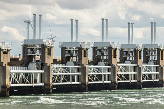 Part Of The Delta Works Storm Surge Barrier In Zeeland Netherlands