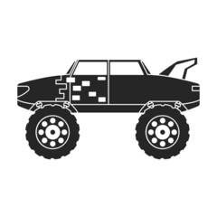 Monster truck vector icon.Black vector icon isolated on white background monster truck.