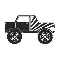 Monster truck vector icon.Black vector icon isolated on white background monster truck.