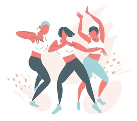Women, best friends are dancing, having fun. Dancer character design.