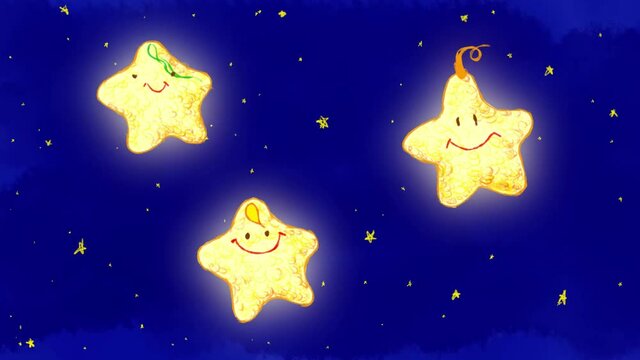 
Shiny Star 4K HD Hand-drawn Animation, Twinkle Twinkle Little Star Bedtime Song Visual, Crayon Doodle Anime Background Drop Video