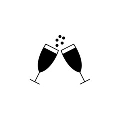 Glasses of champagne icon in gambling set