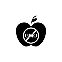GMO, apple, ban icon in GMO products set