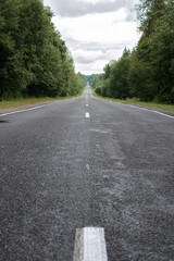 An empty road with a dividing strip