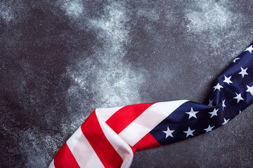 American flag on grunge background  - Image