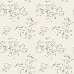 magnolia flower seamless pattern. vector background for greeting card and invitation design