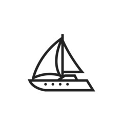 luxury sailing yacht line icon. boat for sailing trip