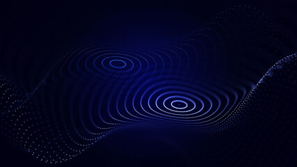A wave of technology intertwined with dots and lines. Internet explorer of big data. 3D rendering.