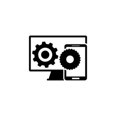 monitor, phone, gears icon in IT set