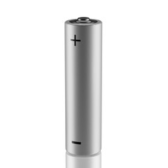 Battery in a gray metal case. Blank for your design. 3d render.
