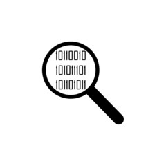 magnifier, binary icon in IT set