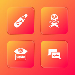 Set Electronic cigarette, Bones and skull, Hypnosis and No smoking icon. Vector