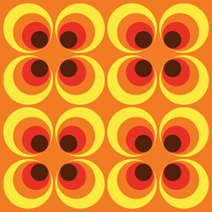 Retro Style Kreise Tapeten Muster 70er Jahre, 
Vektor Illustration isoliert auf wei&szlig;em Hintergrund
